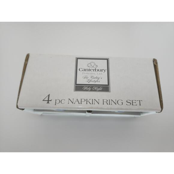 4 Ceramic Christmas Napkin Rings Winter Village Snowman Holiday Table Décor - Picture 6 of 8